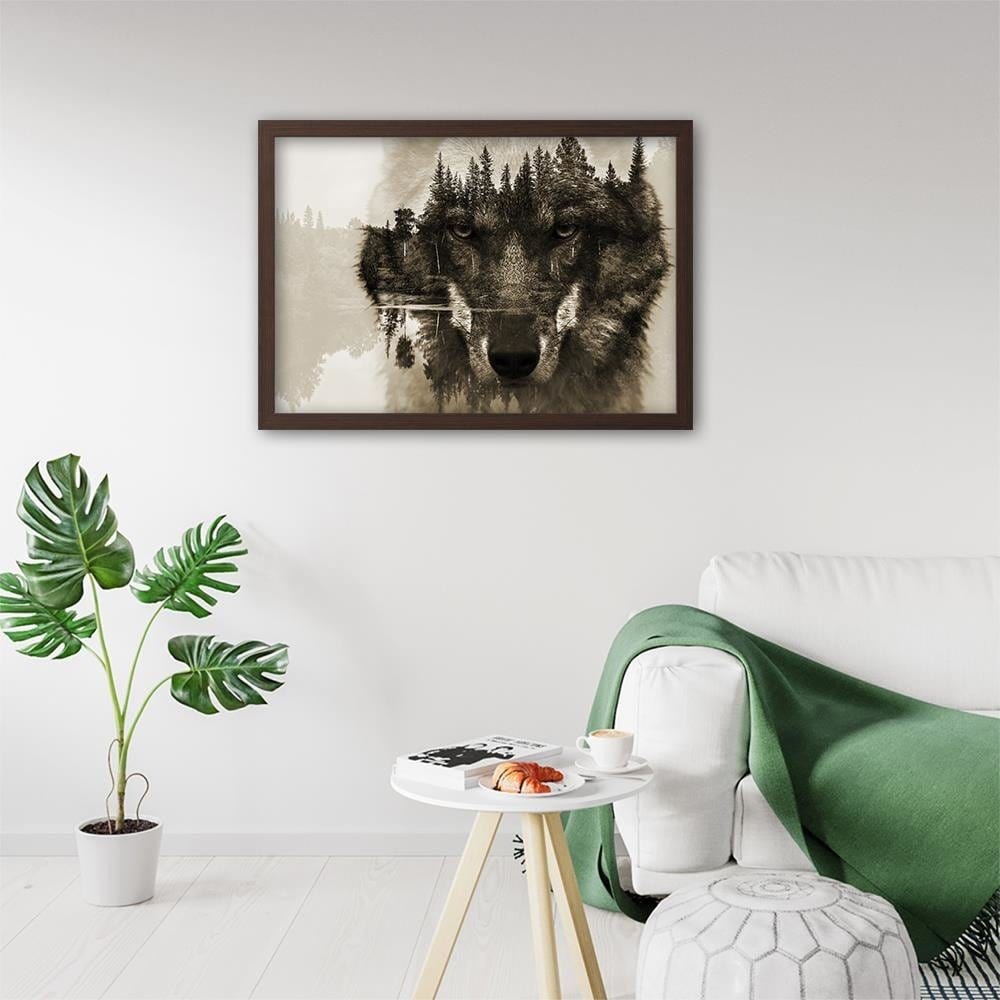 Glezna brūnā rāmī - Brown Wolf Home Trends DECO