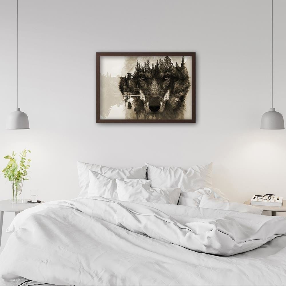Glezna brūnā rāmī - Brown Wolf Home Trends DECO