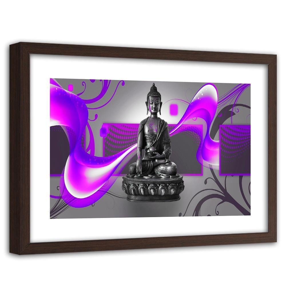 Glezna brūnā rāmī - Buddha Abstraction Purple Home Trends DECO