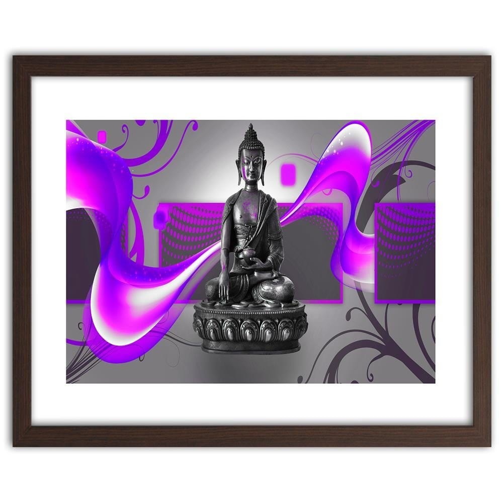 Glezna brūnā rāmī - Buddha Abstraction Purple Home Trends DECO