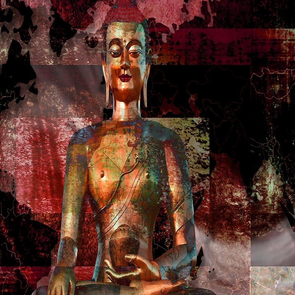 Glezna brūnā rāmī - Buddha And Abstract Background Home Trends DECO
