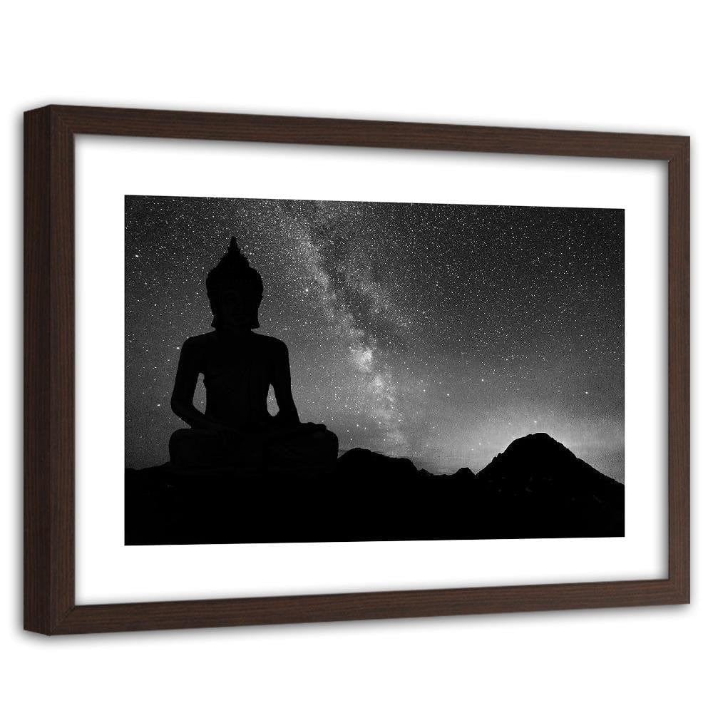 Glezna brūnā rāmī - Buddha And The Aurora Borealis Home Trends DECO