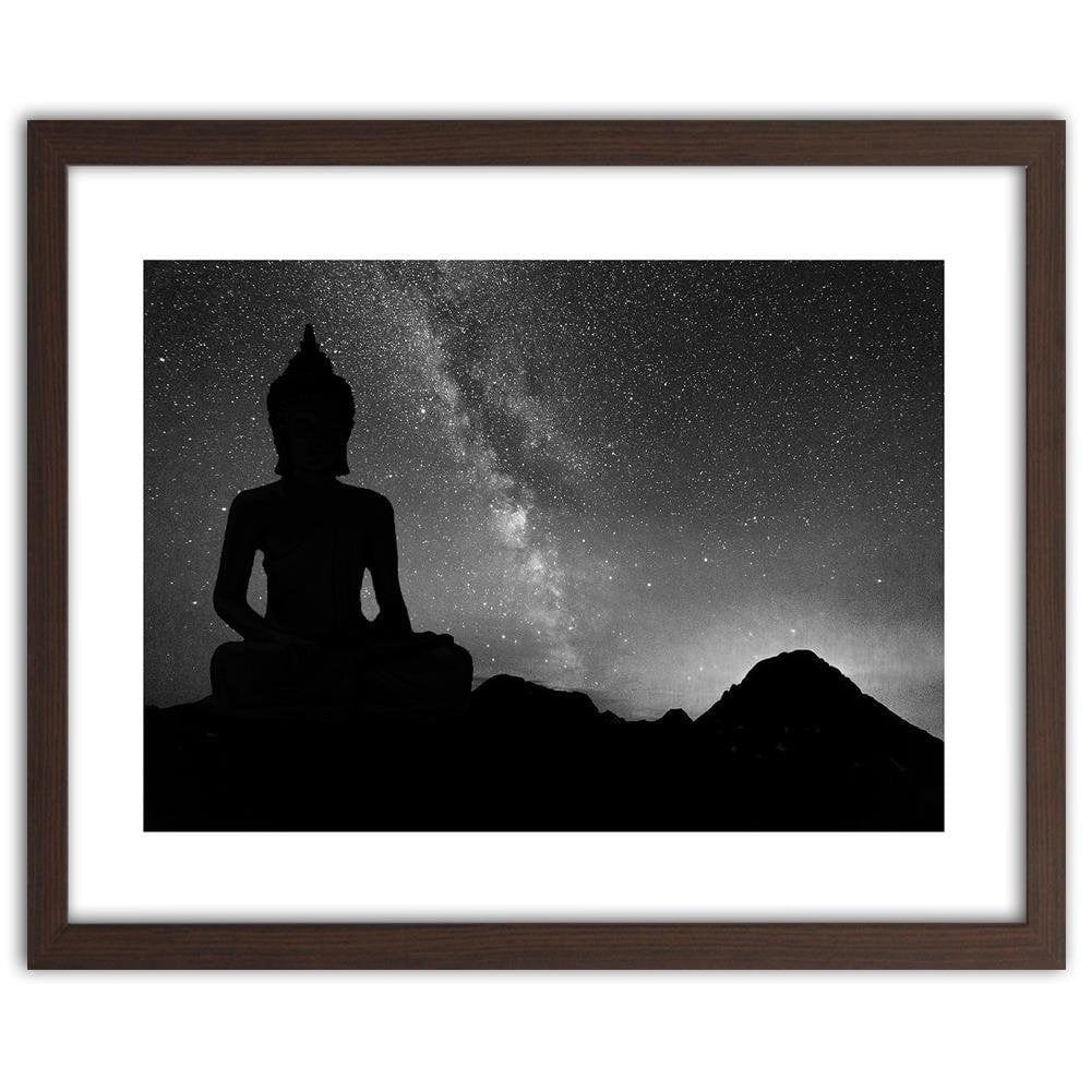 Glezna brūnā rāmī - Buddha And The Aurora Borealis Home Trends DECO