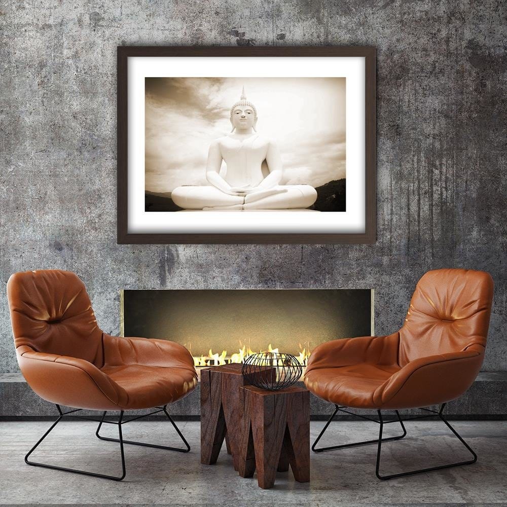 Glezna brūnā rāmī - Buddha And The Sky Home Trends DECO