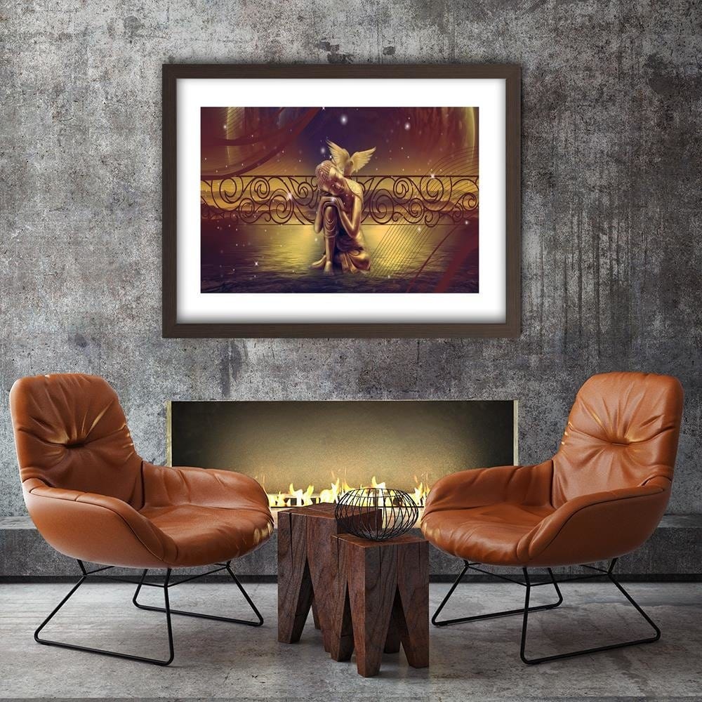 Glezna brūnā rāmī - Buddha Bird Of 5 Home Trends DECO