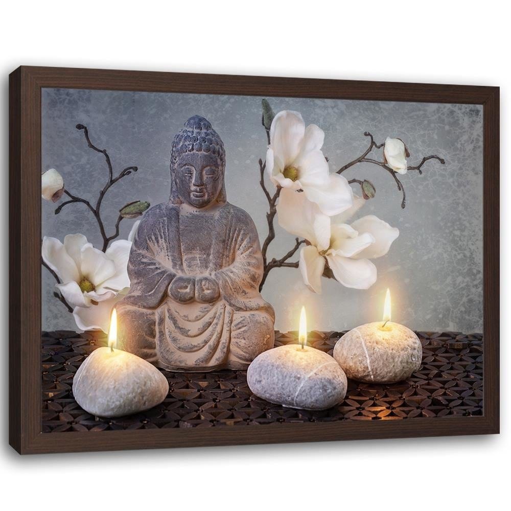 Glezna brūnā rāmī - Buddha Candles Home Trends DECO