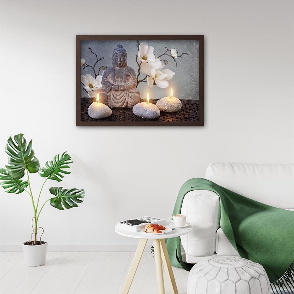 Glezna brūnā rāmī - Buddha Candles Home Trends DECO