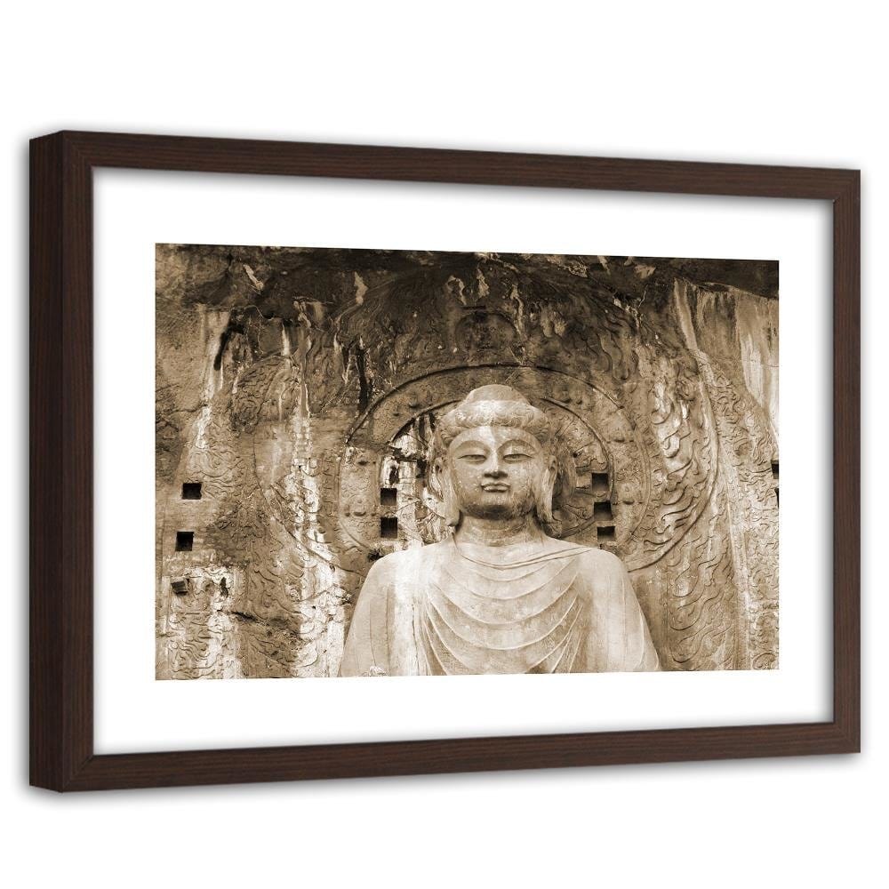 Glezna brūnā rāmī - Buddha In Front Of The Walls Of The Temple Home Trends DECO