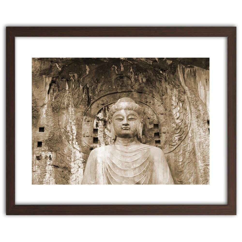 Glezna brūnā rāmī - Buddha In Front Of The Walls Of The Temple Home Trends DECO