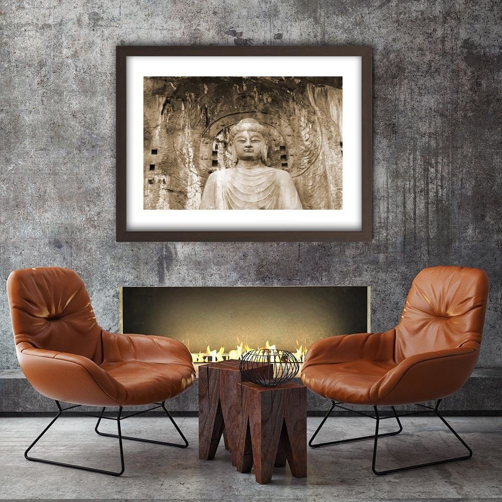 Glezna brūnā rāmī - Buddha In Front Of The Walls Of The Temple Home Trends DECO