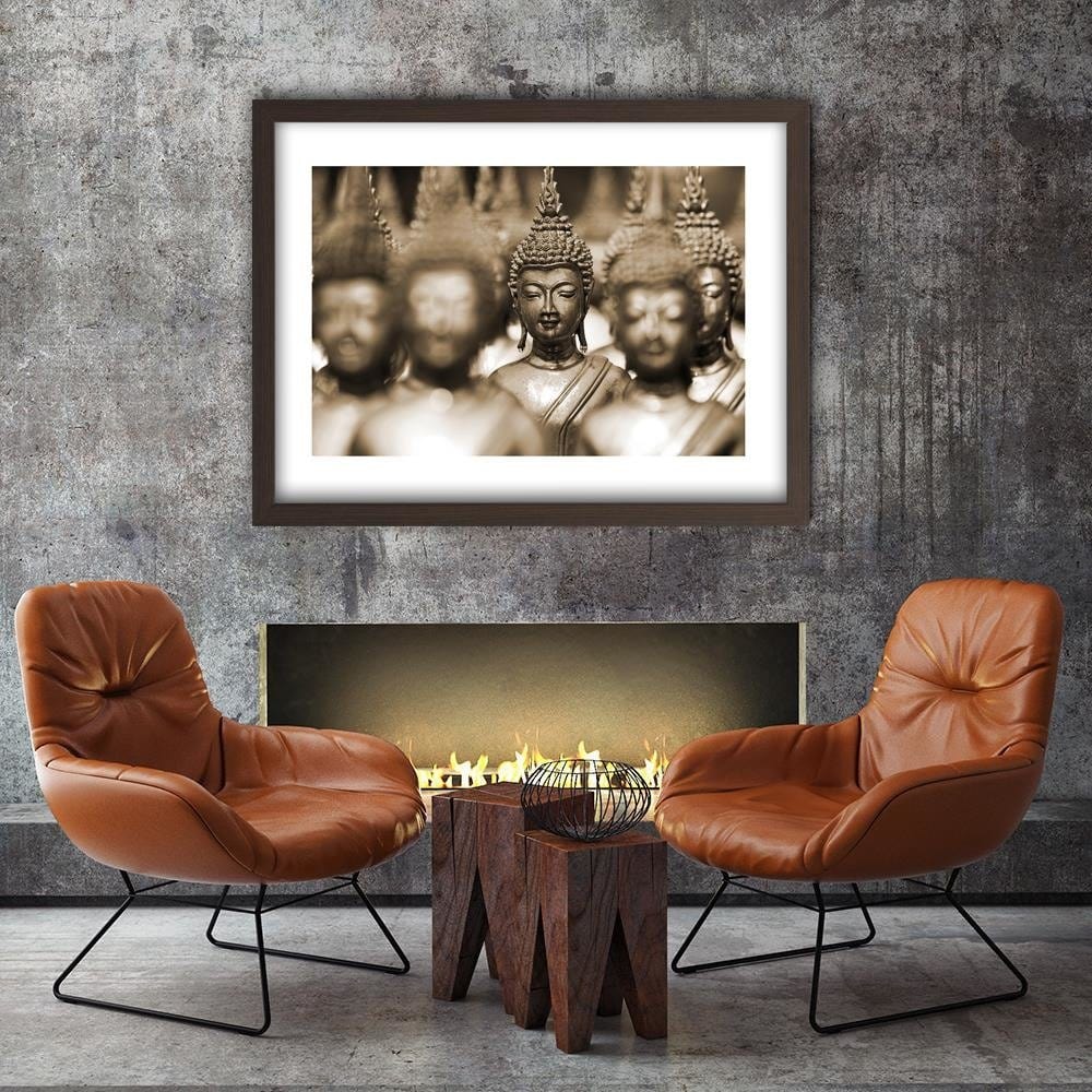 Glezna brūnā rāmī - Buddha In The Crowd Home Trends DECO