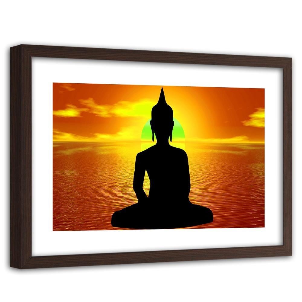 Glezna brūnā rāmī - Buddha Meditation Home Trends DECO