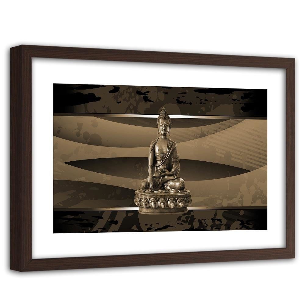 Glezna brūnā rāmī - Buddha On An Abstract Background Home Trends DECO