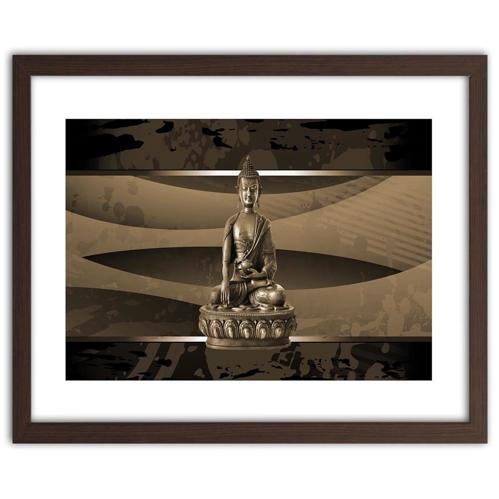 Glezna brūnā rāmī - Buddha On An Abstract Background Home Trends DECO