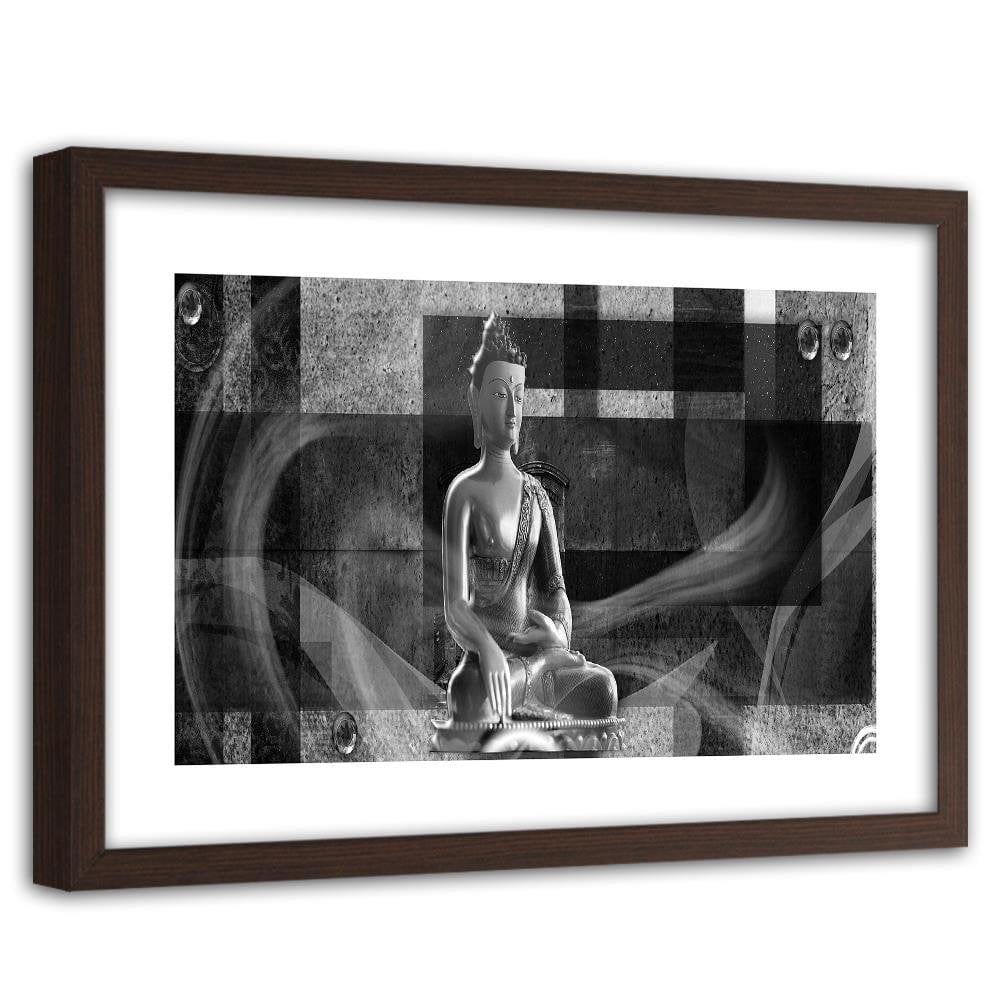 Glezna brūnā rāmī - Buddha On Geometric Background Home Trends DECO
