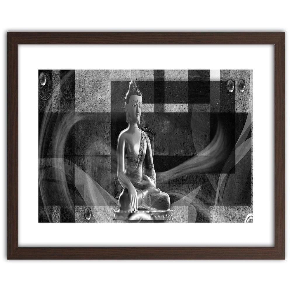 Glezna brūnā rāmī - Buddha On Geometric Background Home Trends DECO