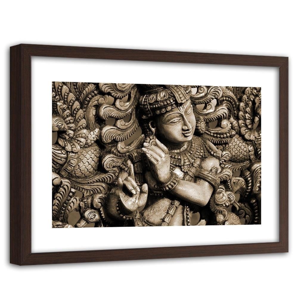 Glezna brūnā rāmī - Buddha On The Mosaic Background Home Trends DECO
