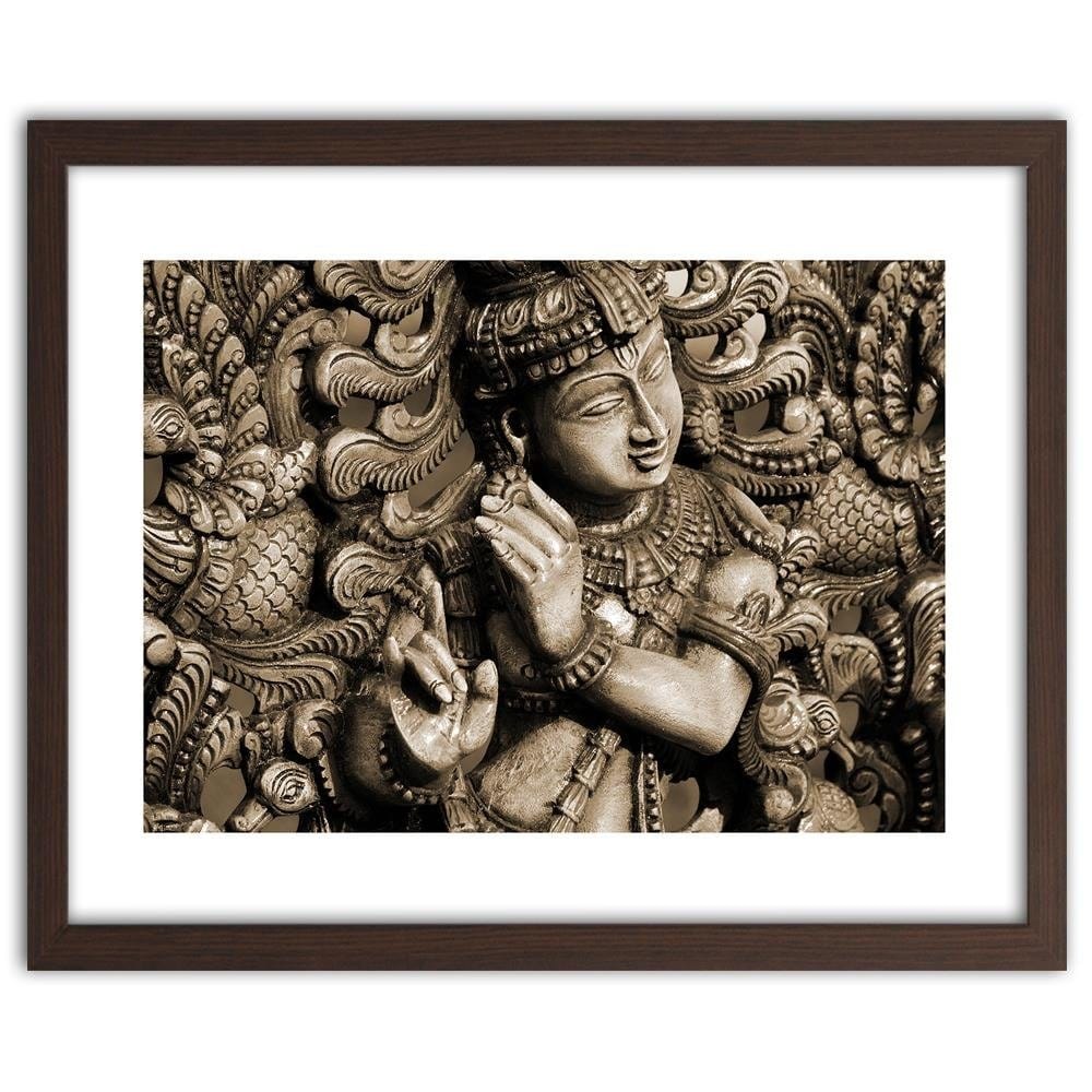Glezna brūnā rāmī - Buddha On The Mosaic Background Home Trends DECO