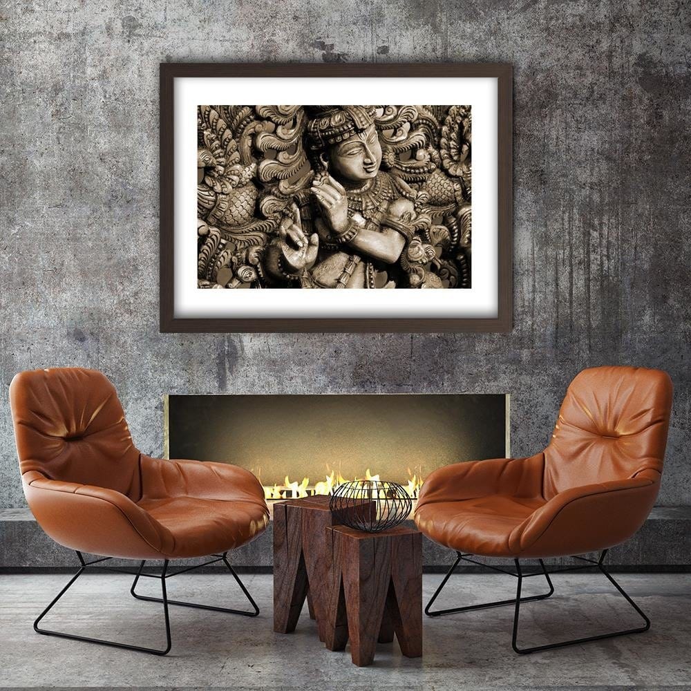 Glezna brūnā rāmī - Buddha On The Mosaic Background Home Trends DECO