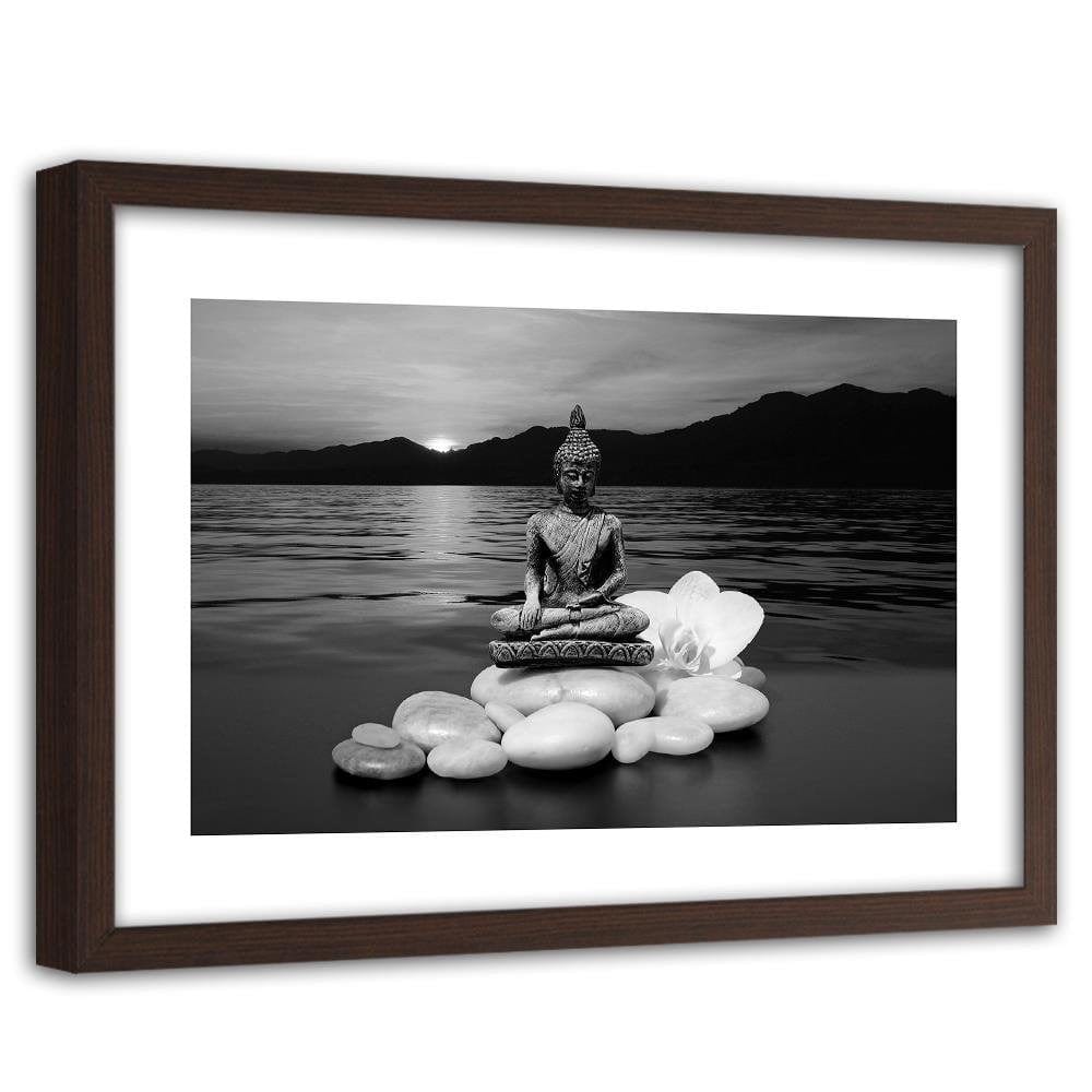 Glezna brūnā rāmī - Buddha On The Rocks Home Trends DECO