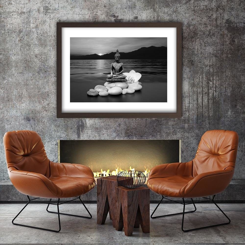 Glezna brūnā rāmī - Buddha On The Rocks Home Trends DECO