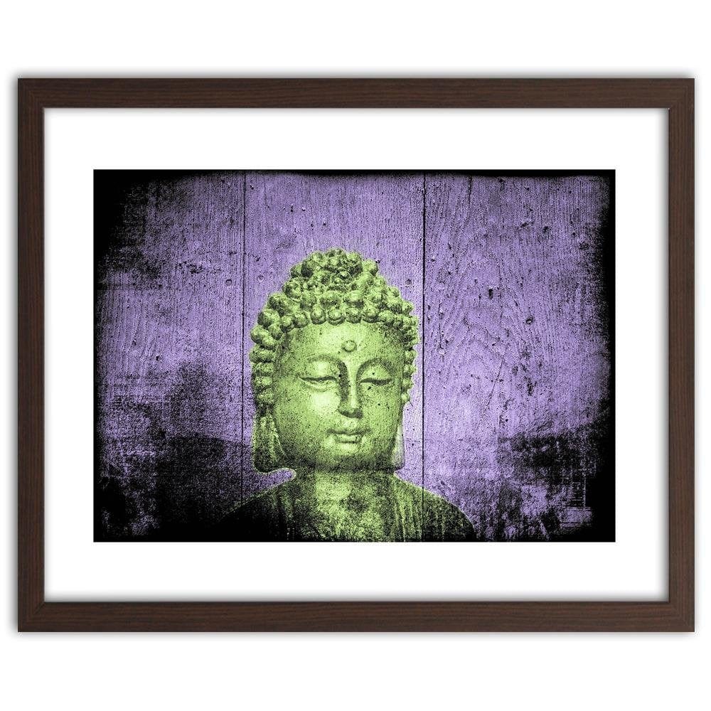 Glezna brūnā rāmī - Buddha On Wooden Background Home Trends DECO