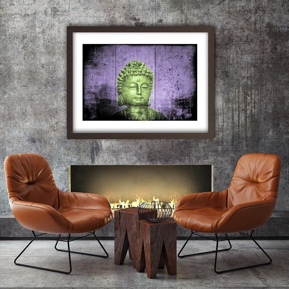 Glezna brūnā rāmī - Buddha On Wooden Background Home Trends DECO