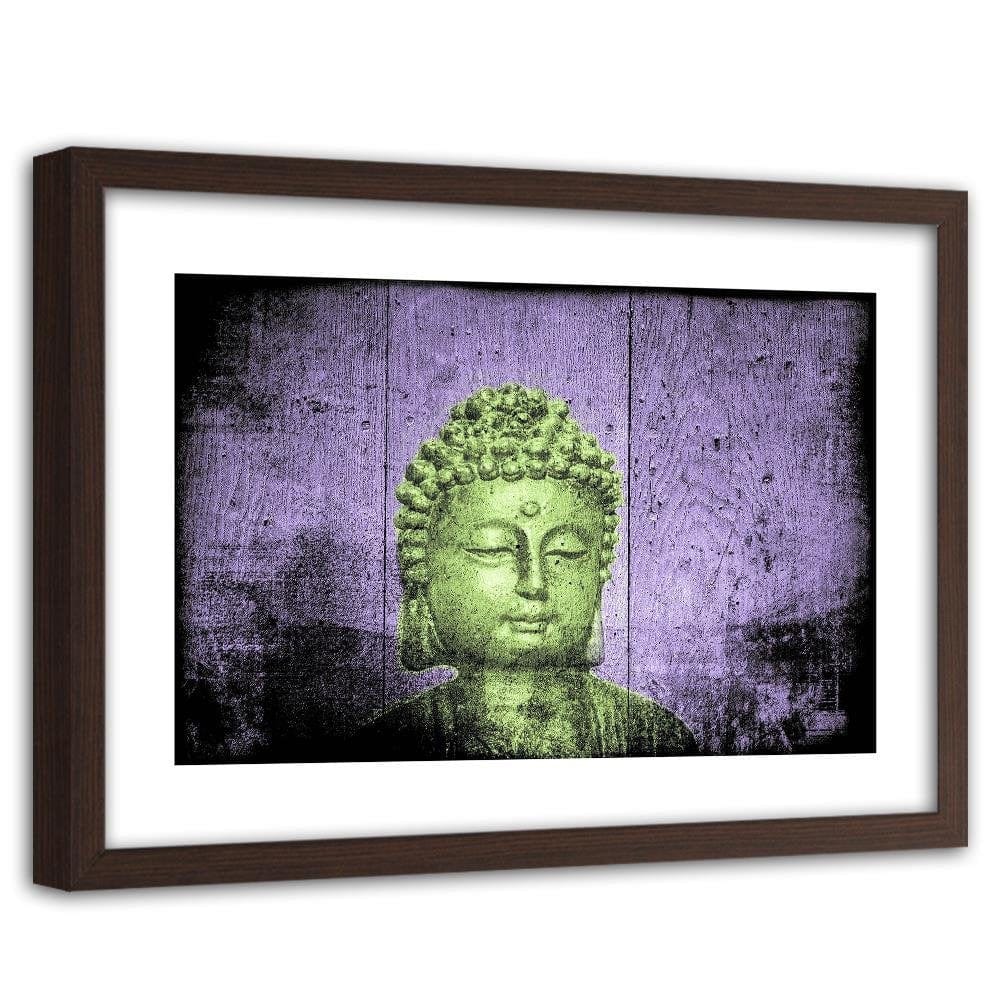 Glezna brūnā rāmī - Buddha On Wooden Background Home Trends DECO