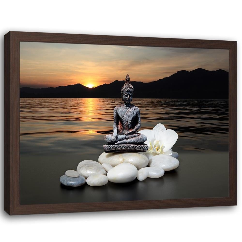 Glezna brūnā rāmī - Buddha Over The Sea Home Trends DECO