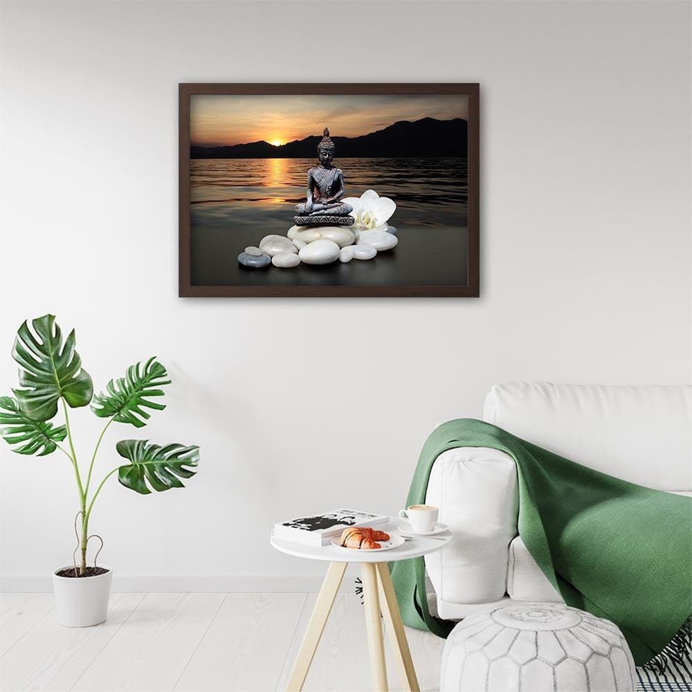 Glezna brūnā rāmī - Buddha Over The Sea Home Trends DECO
