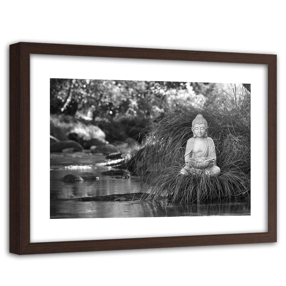 Glezna brūnā rāmī - Buddha Over The Stream Home Trends DECO
