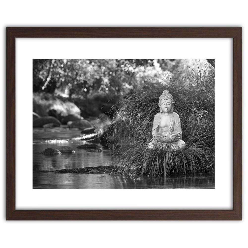 Glezna brūnā rāmī - Buddha Over The Stream Home Trends DECO