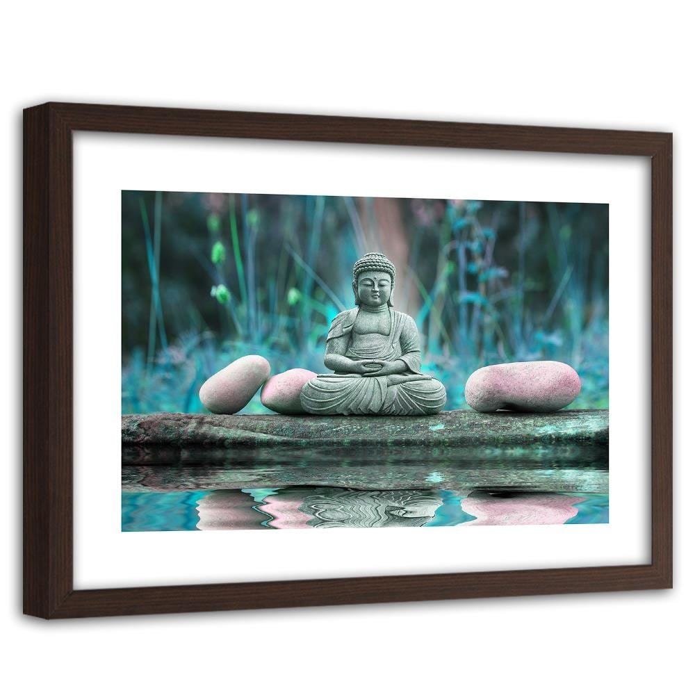 Glezna brūnā rāmī - Buddha Over Water Home Trends DECO