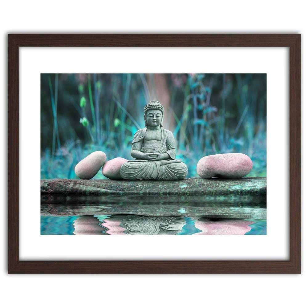 Glezna brūnā rāmī - Buddha Over Water Home Trends DECO