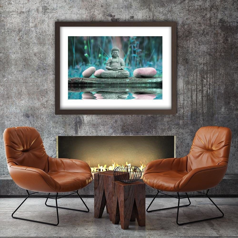 Glezna brūnā rāmī - Buddha Over Water Home Trends DECO
