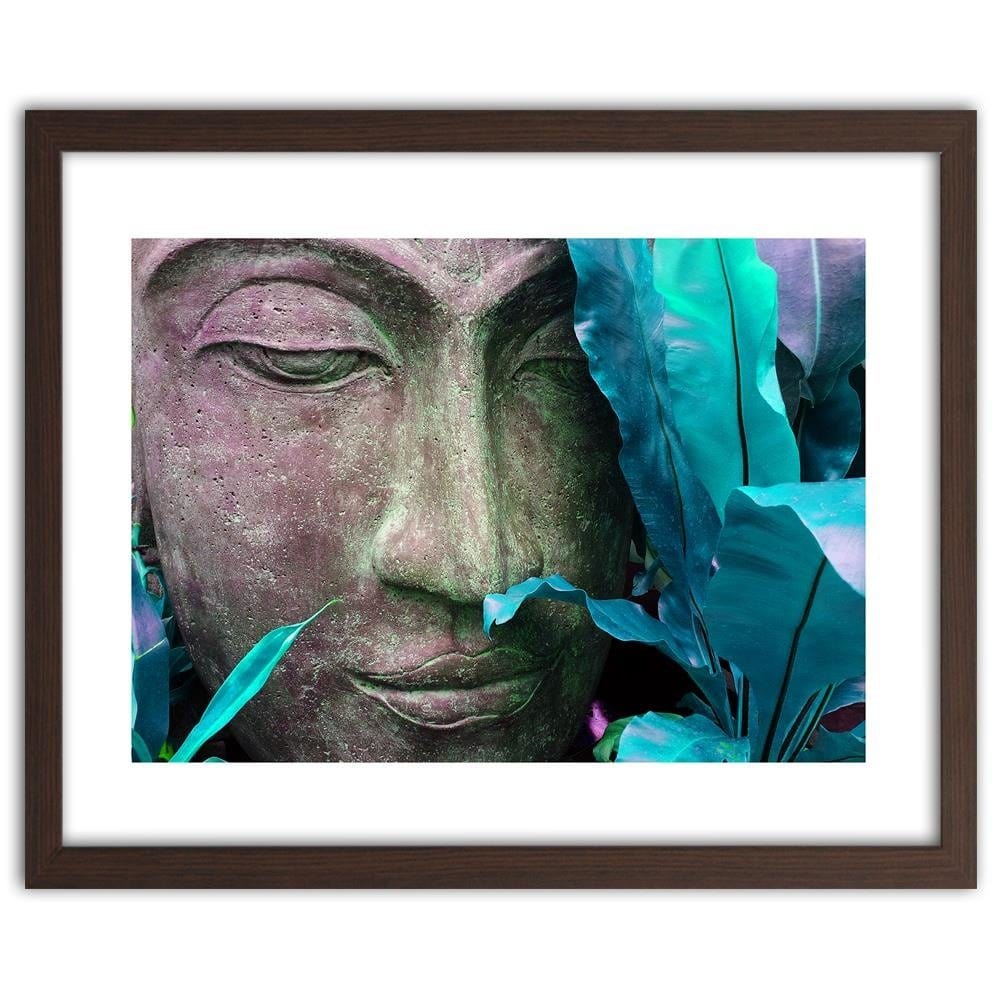 Glezna brūnā rāmī - Buddha's Face With Leaf Home Trends DECO
