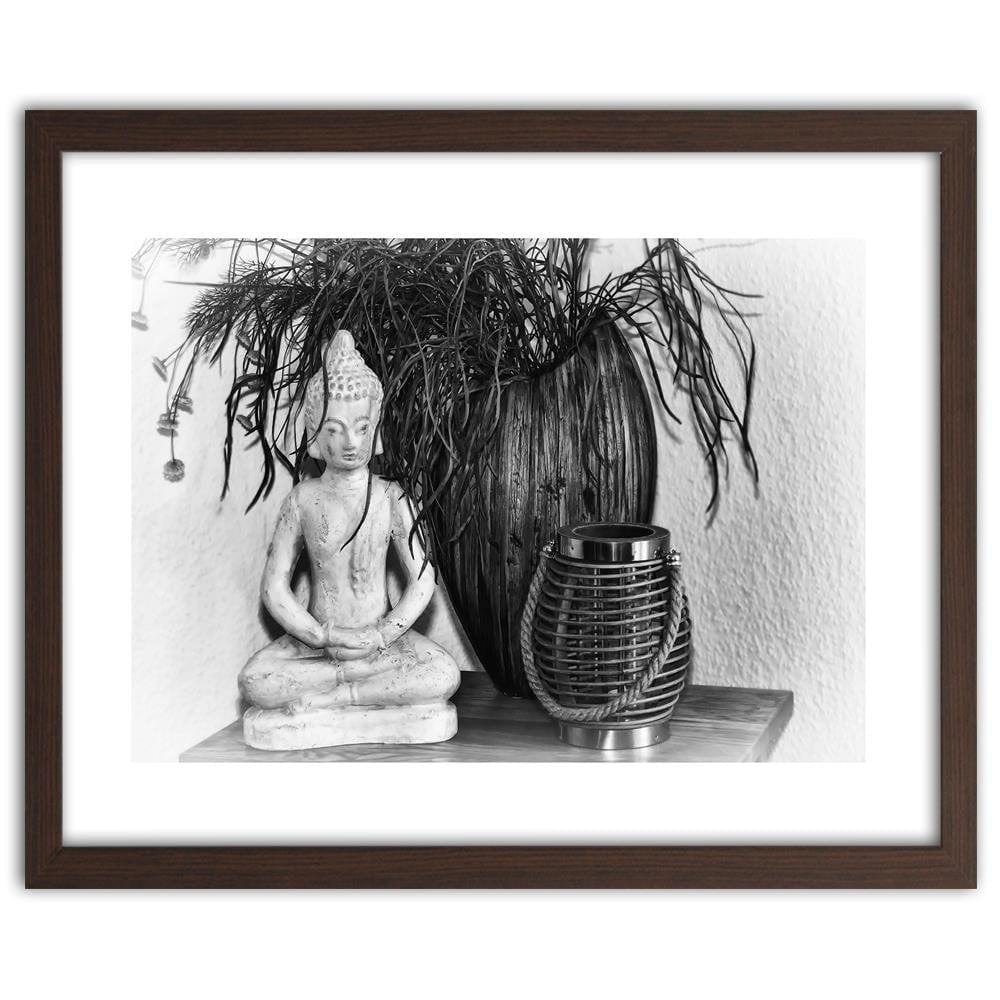Glezna brūnā rāmī - Buddha Vase With Black And White Home Trends DECO