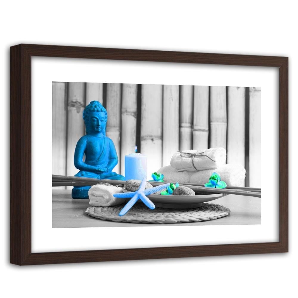 Glezna brūnā rāmī - Buddha With Candle Home Trends DECO