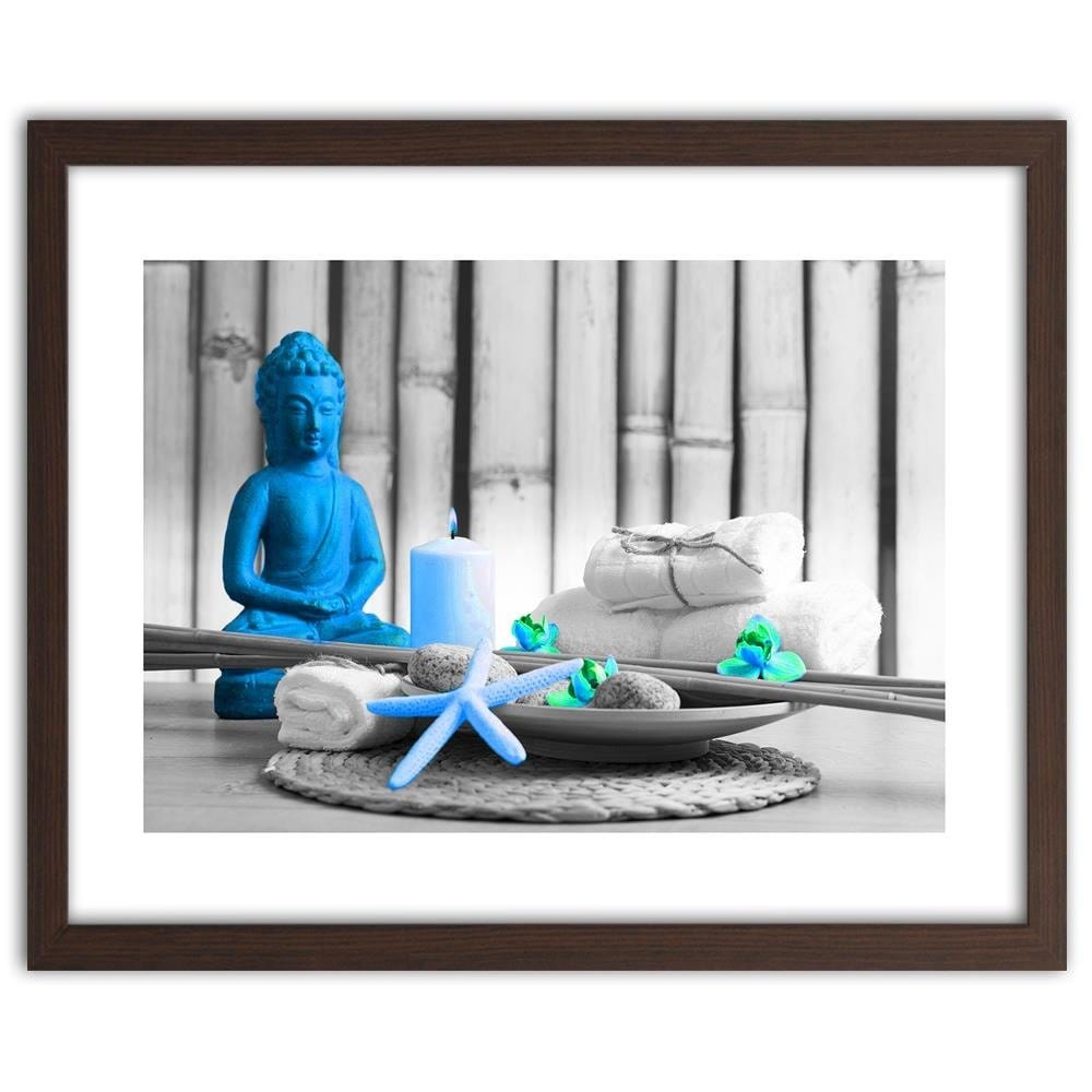 Glezna brūnā rāmī - Buddha With Candle Home Trends DECO