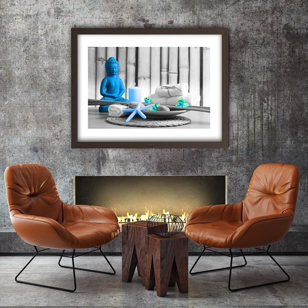 Glezna brūnā rāmī - Buddha With Candle Home Trends DECO