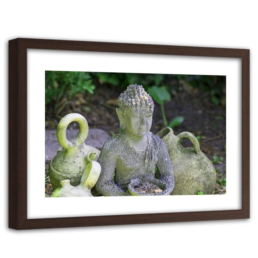 Glezna brūnā rāmī - Buddha With Dishes Home Trends DECO