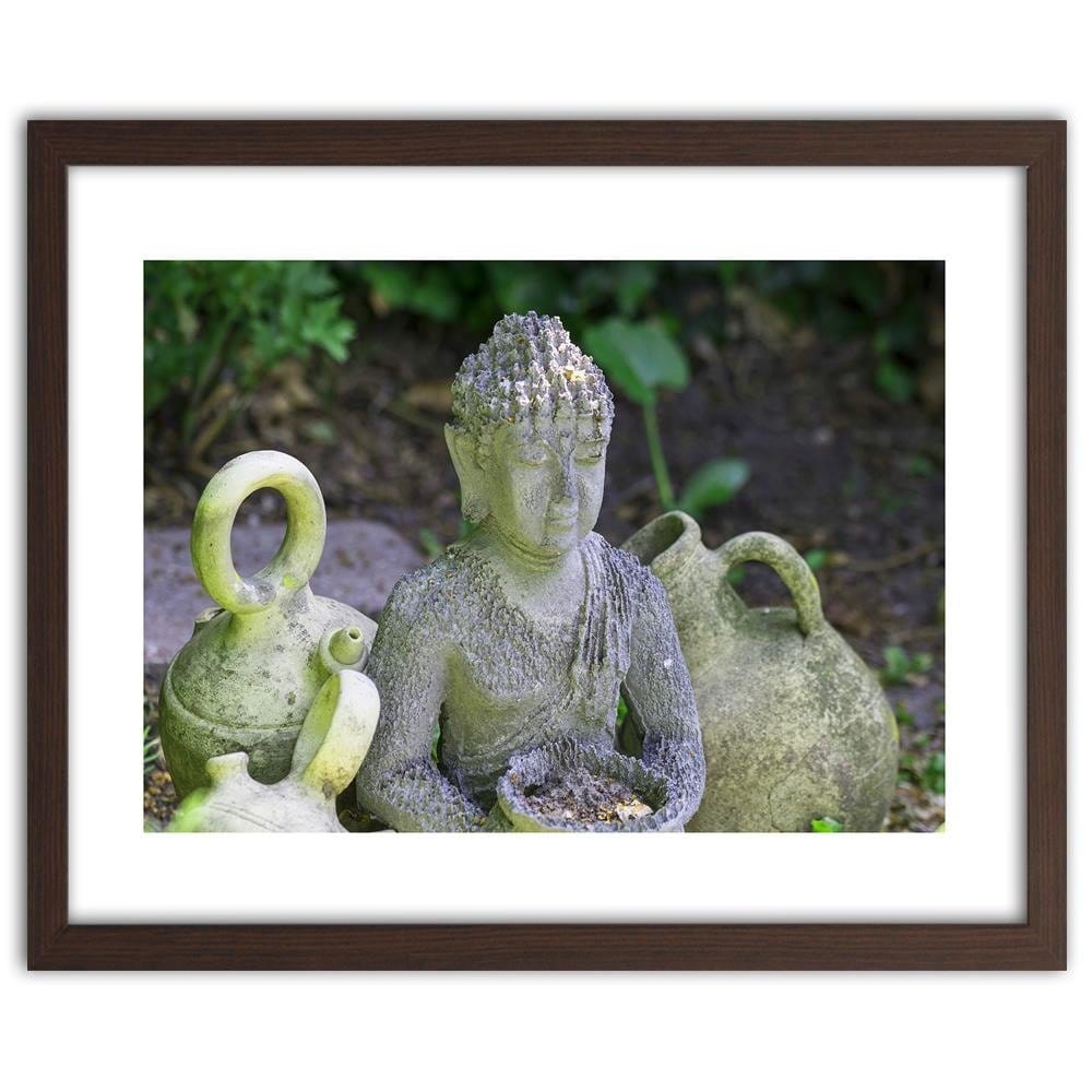 Glezna brūnā rāmī - Buddha With Dishes Home Trends DECO