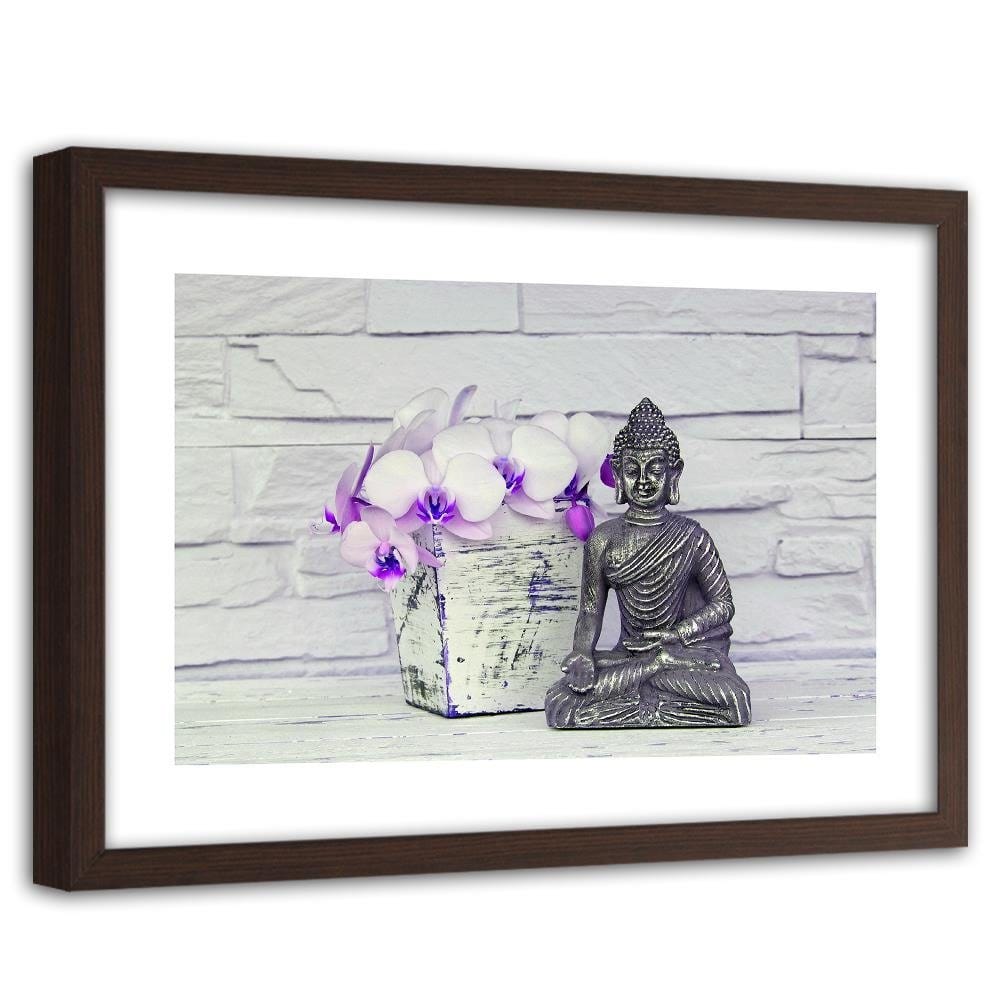 Glezna brūnā rāmī - Buddha With Flower Home Trends DECO