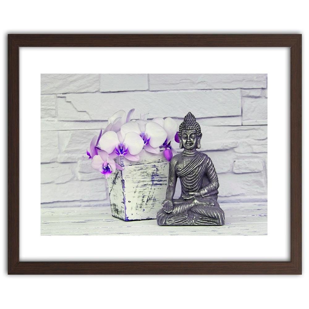 Glezna brūnā rāmī - Buddha With Flower Home Trends DECO