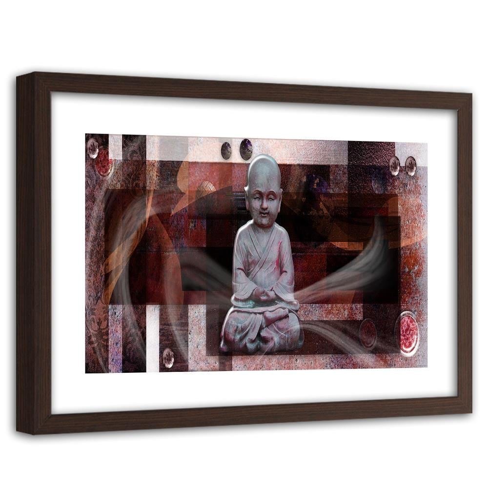 Glezna brūnā rāmī - Buddha With Geometric Figures Home Trends DECO
