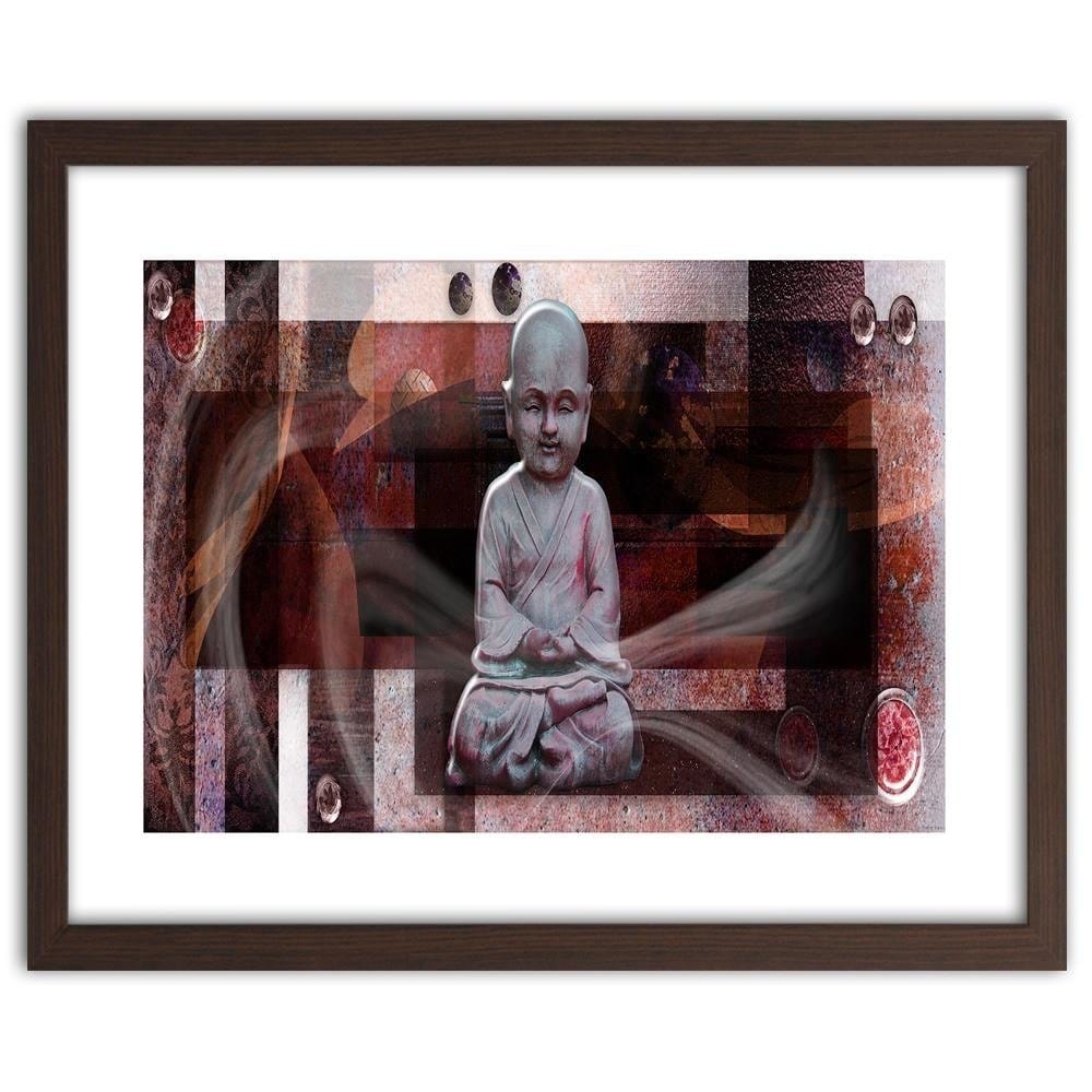 Glezna brūnā rāmī - Buddha With Geometric Figures Home Trends DECO