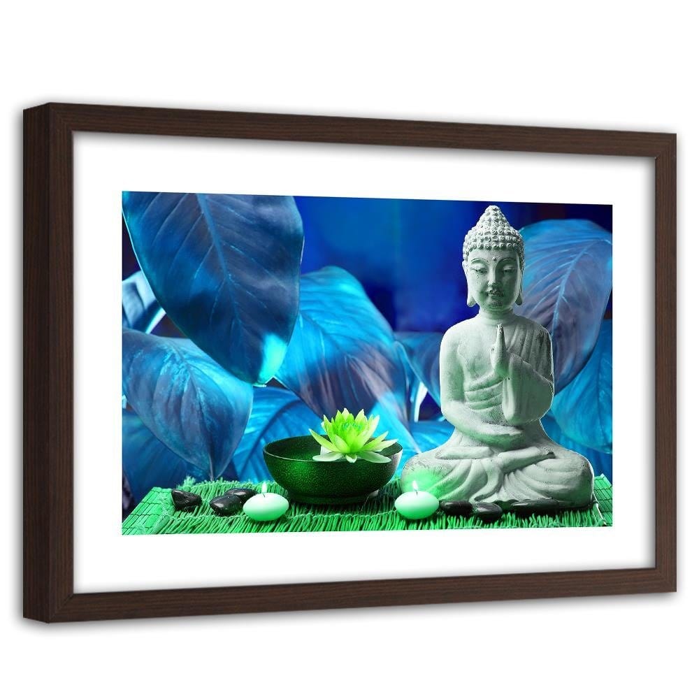 Glezna brūnā rāmī - Buddha With Lily Home Trends DECO