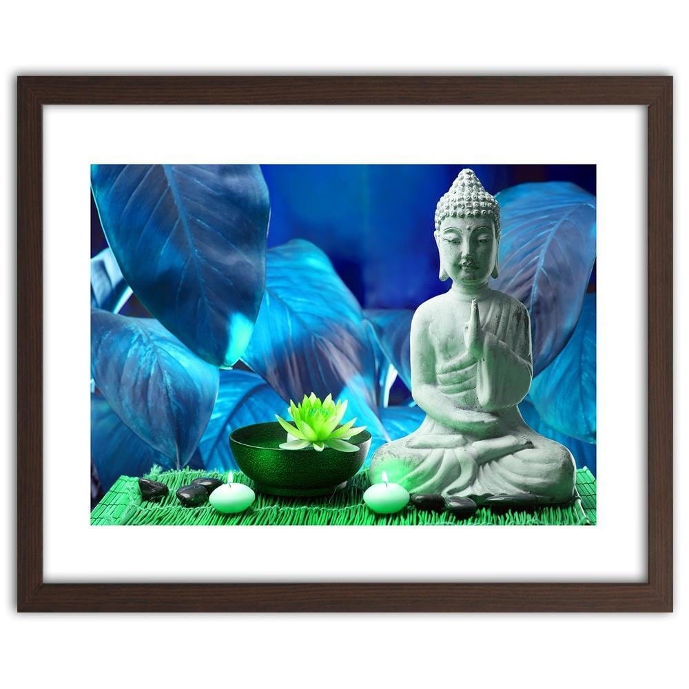 Glezna brūnā rāmī - Buddha With Lily Home Trends DECO