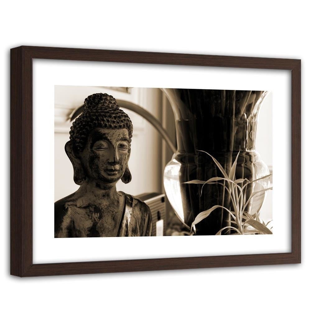 Glezna brūnā rāmī - Buddha With Vase Home Trends DECO