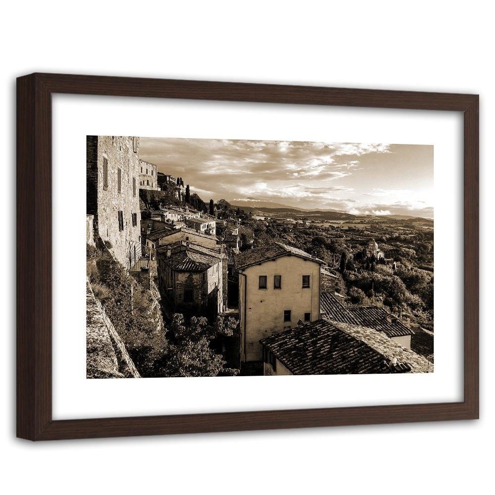 Glezna brūnā rāmī - Buildings In Tuscany 1 Home Trends DECO